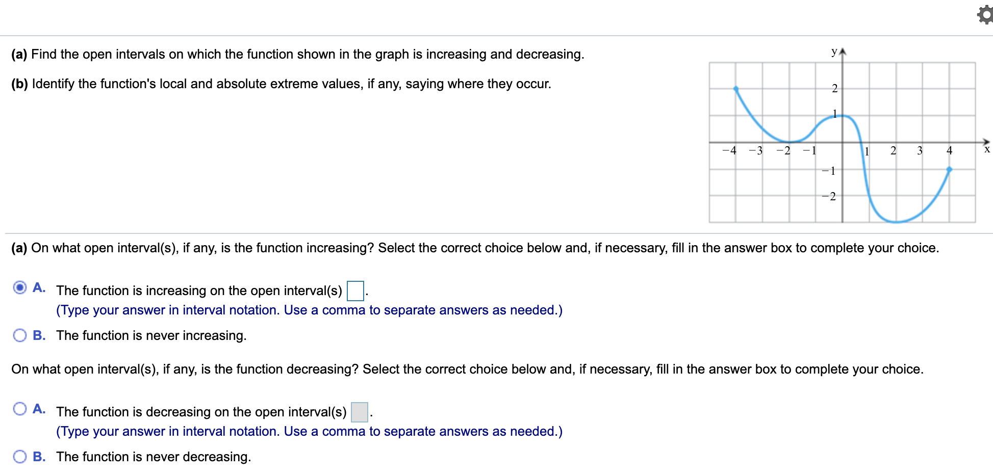 Solved o (a) Find the open intervals on which the function | Chegg.com