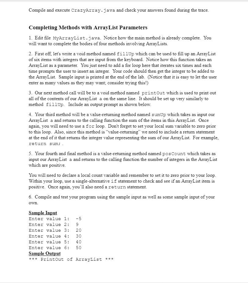 Working with ArrayLists 1. Let's consider the Java | Chegg.com