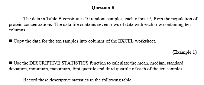 Solved Question B The Data In Table B Constitutes 10 Random | Chegg.com