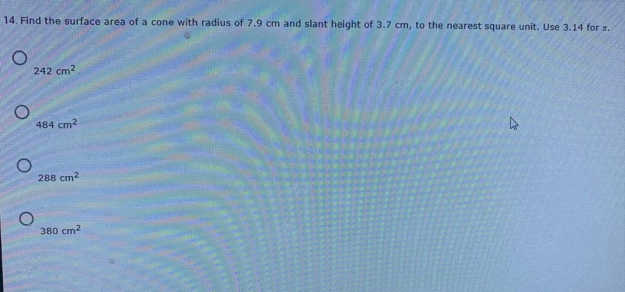 how to find surface area of cone with radius and height