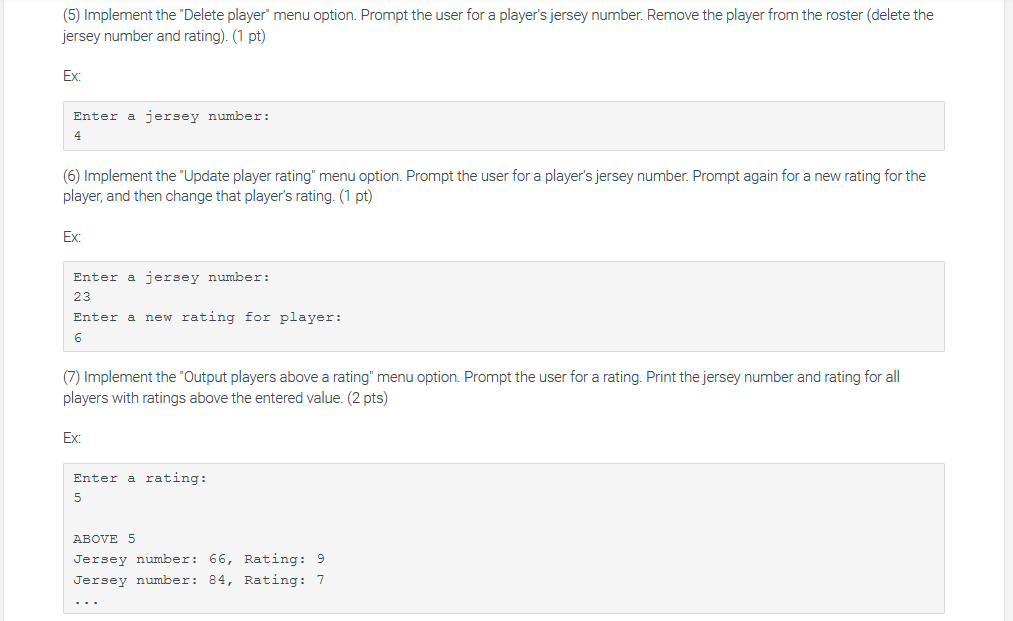 Solved This program will store roster and rating information | Chegg.com