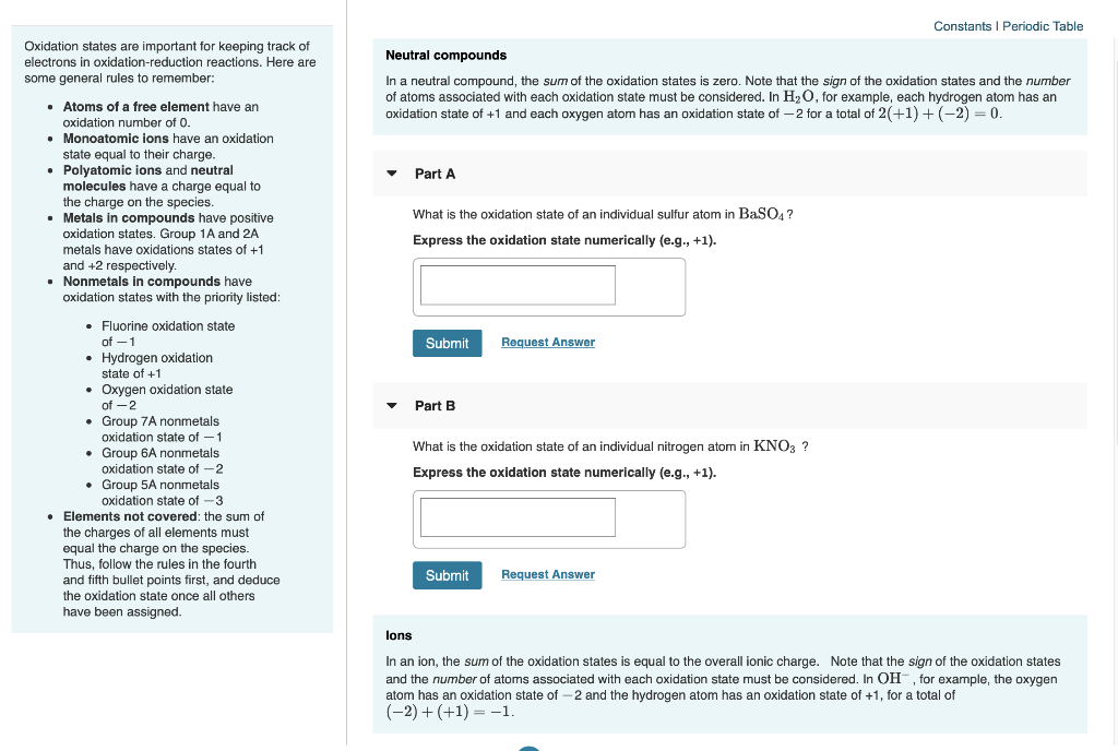 Constants Periodic Table Oxidation States Are Chegg Com