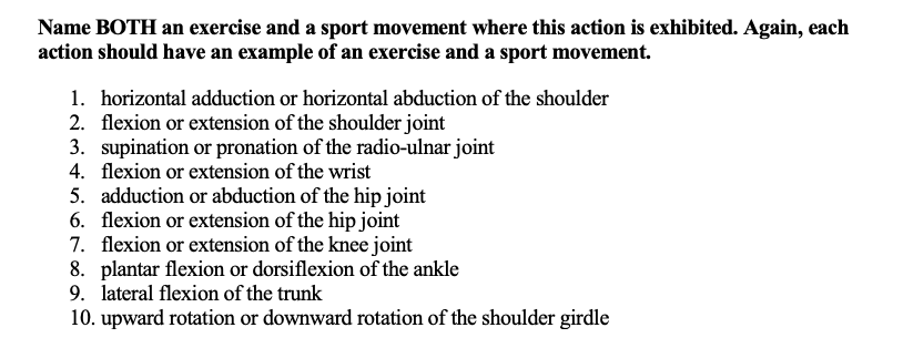 Solved Name BOTH an exercise and a sport movement where this | Chegg.com
