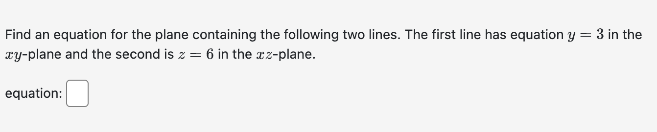 how to find equation of a plane containing two lines