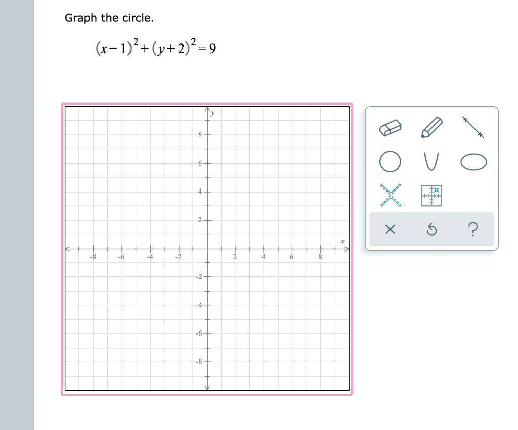 Graph The Circle X 1 2 Y 2 9 O Hxow X 5 8 Chegg Com