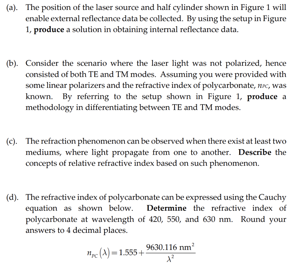 Solved 1. Figure 1 shows the schematic setup for an optic | Chegg.com