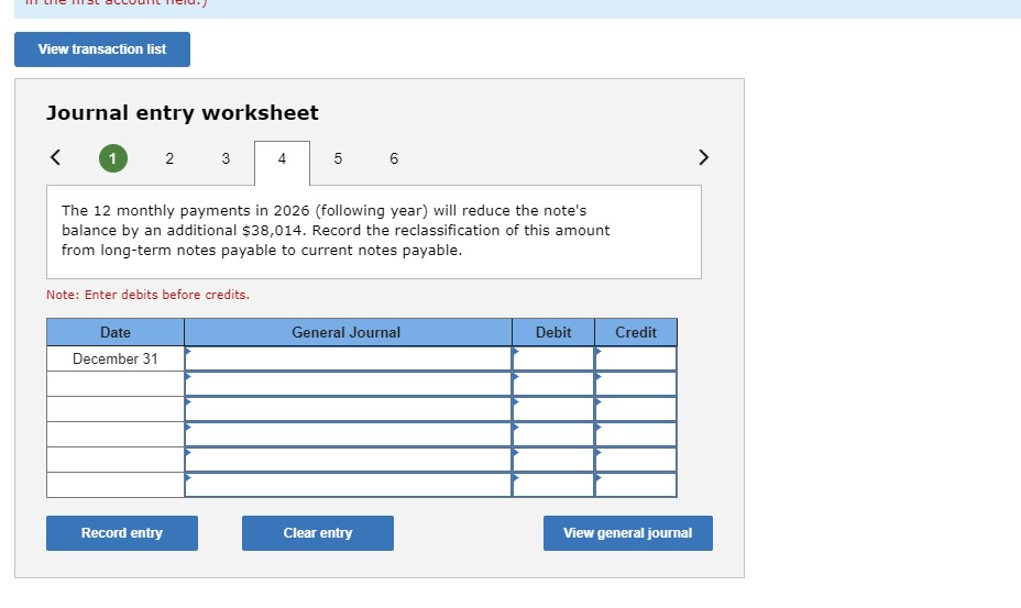 Solved Journal entry worksheet 2 3 4 6 Record the entry to | Chegg.com