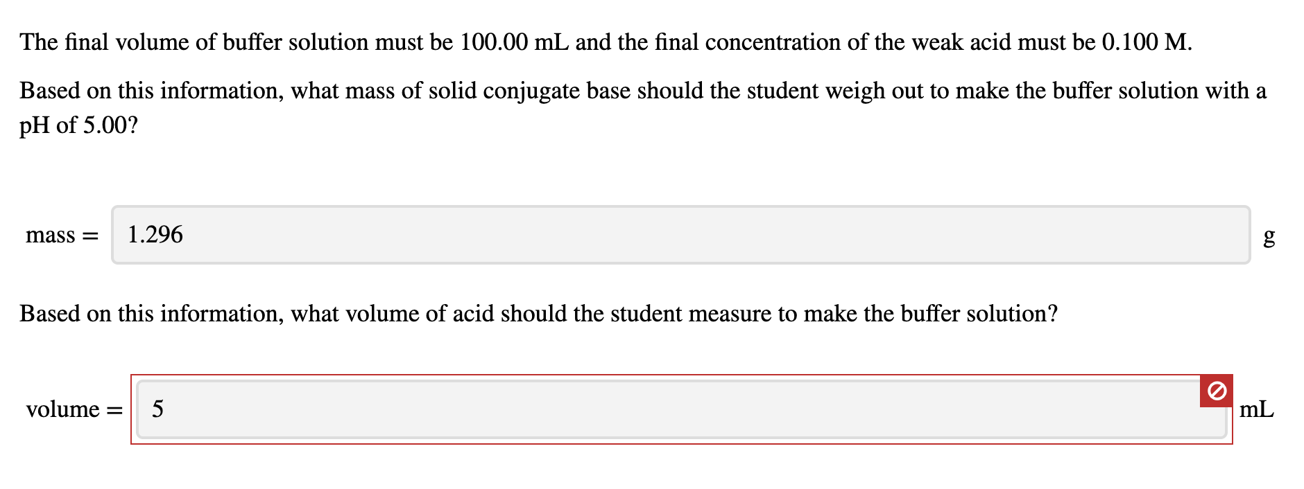 Solved A student must make a buffer solution with a pH of | Chegg.com