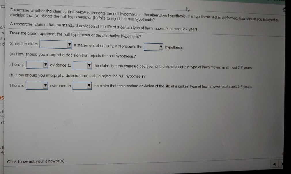 Solved Determine Whether The Claim Stated Below Represents Chegg