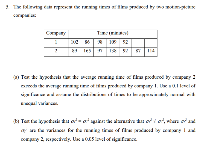 solved-5-the-following-data-represent-the-running-times-of-chegg