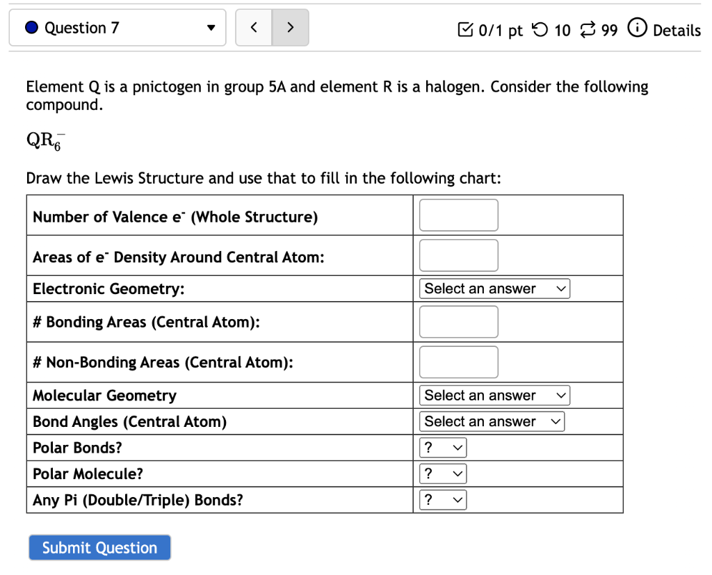 Solved Element Q is a prictogen in group 5A and element R is