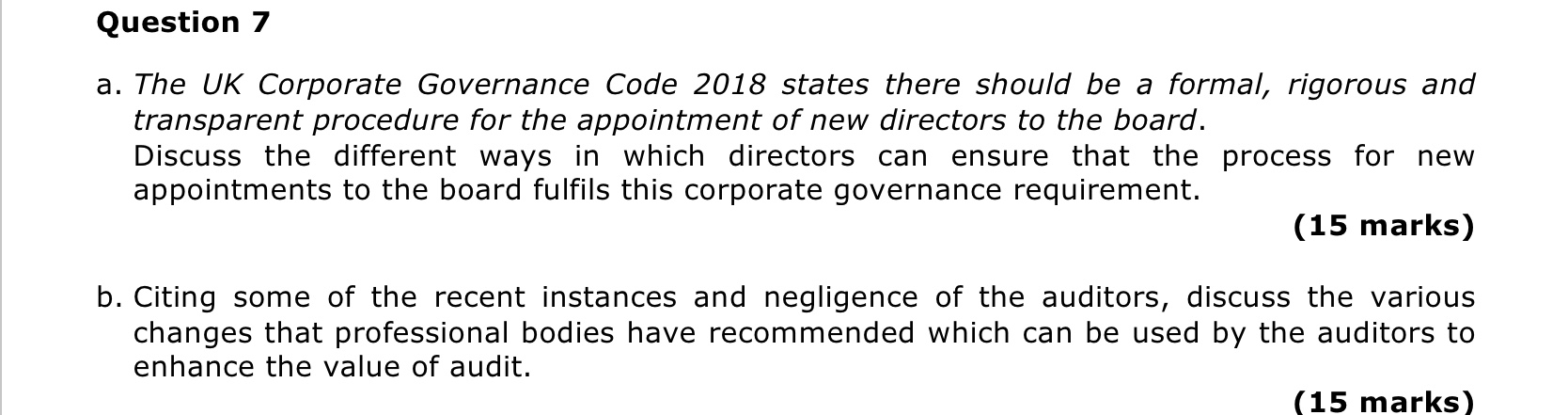 Question 7 A The UK Corporate Governance Code 2018 Chegg Com   Php6D8fdx 