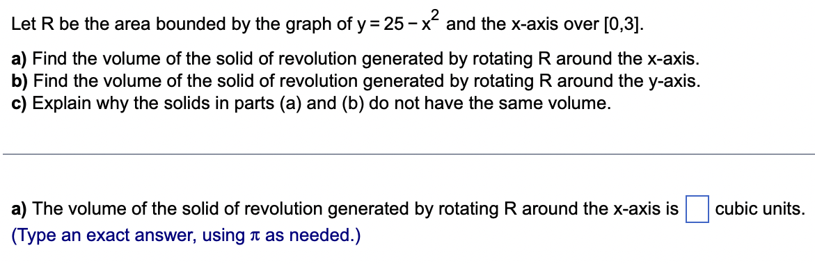 Solved Find the volume generated by rotating the area | Chegg.com