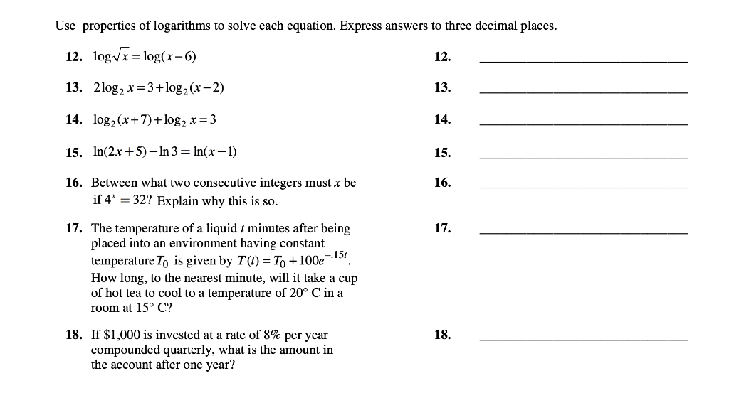 Solved Use properties of logarithms to solve each equation. | Chegg.com