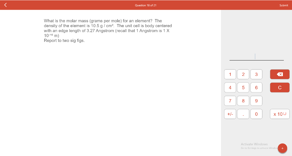what element has a molar mass of 39.098 grams per mole