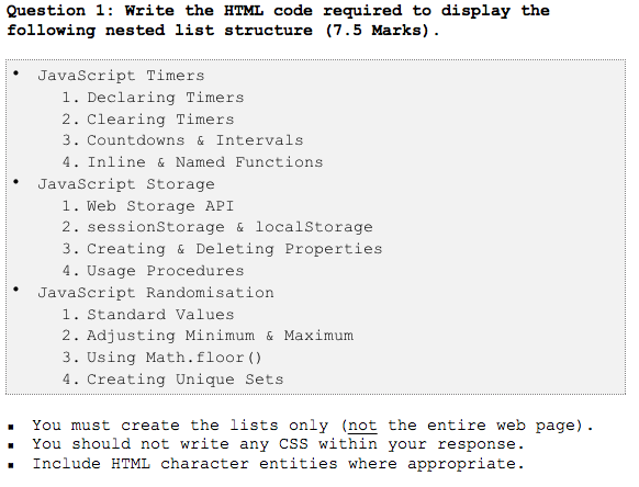 Solved Question 1 Write The Html Code Required To Display Chegg Com