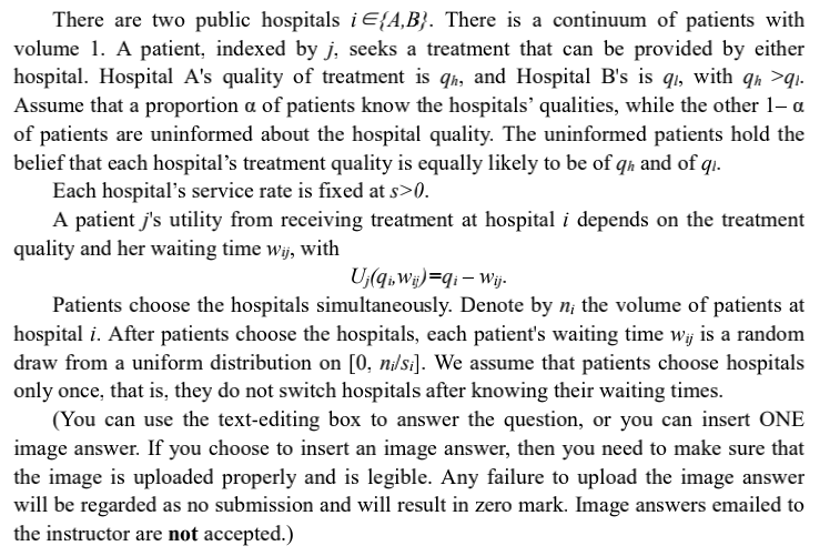 Solved There Are Two Public Hospitals I E{A,B). There Is A | Chegg.com