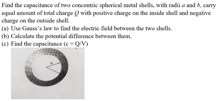 Solved Find The Capacitance Of Two Concentric Spherical | Chegg.com