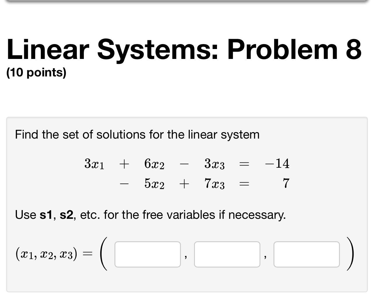 Solved Linear Systems: Problem 8 (10 Points) Find The Set Of | Chegg.com