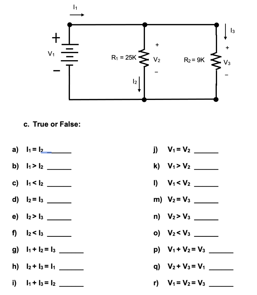 Solved 11 13 V1 三 R1 25k V2 R2 9k V3 12 C True Or Chegg Com