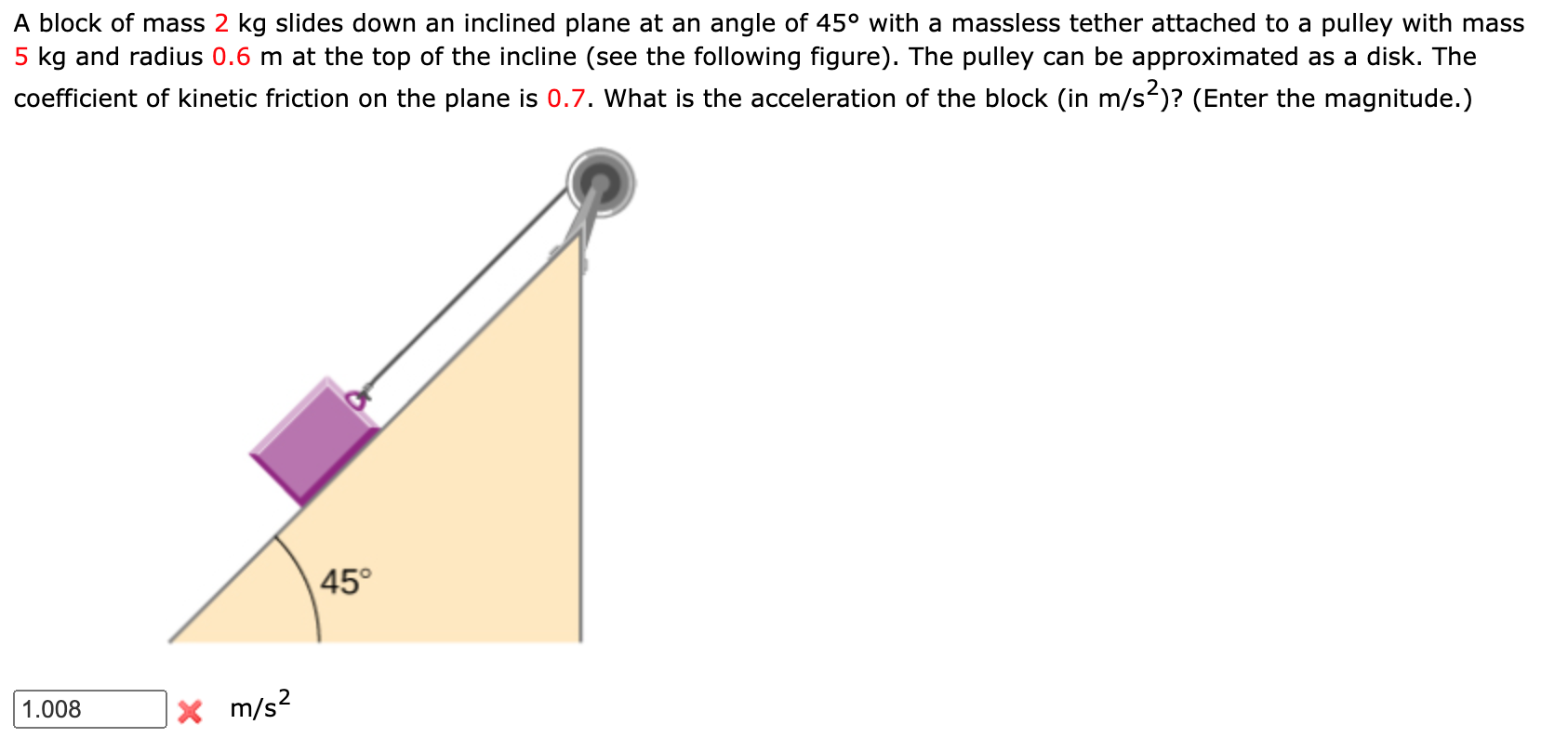 Solved A block of mass 2 kg slides down an inclined plane at