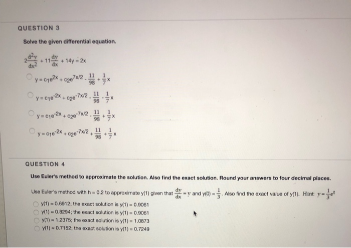 Solved QUESTION 1 Solve the differential equation. 2x dy+ y | Chegg.com