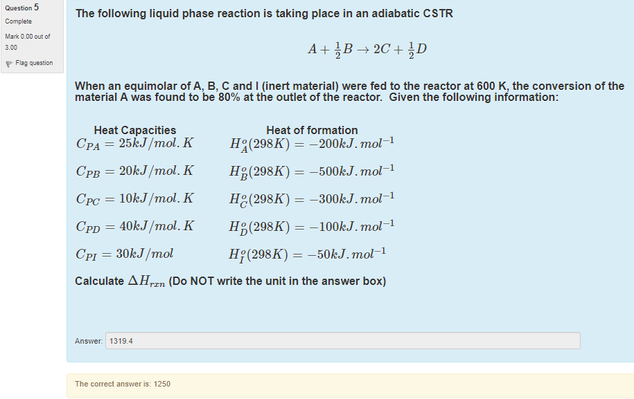 Solved The Following Liquid Phase Reaction Is Taking Place | Chegg.com