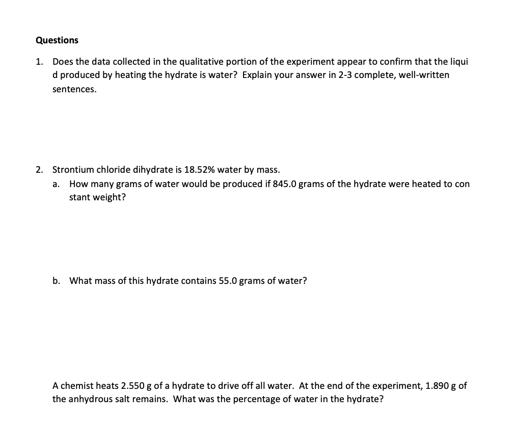 Solved Questions 1. Does the data collected in the | Chegg.com