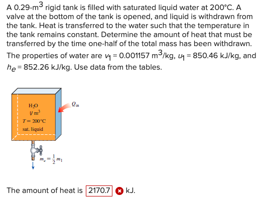Solved A 0.29-m3 rigid tank is filled with saturated liquid | Chegg.com