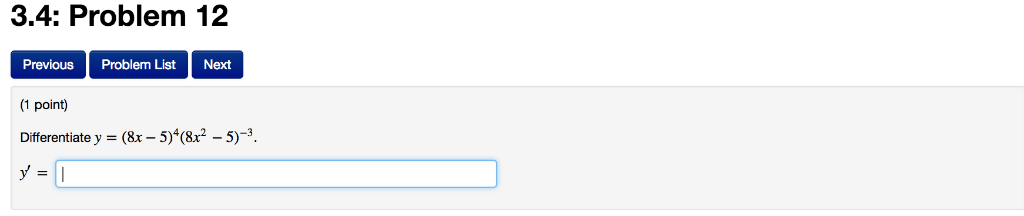 Solved 3.4: Problem 12 Previous Problem List Next 1 point) | Chegg.com