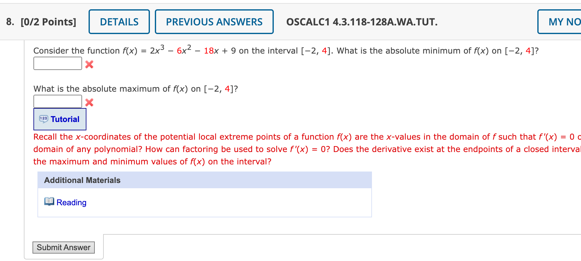 consider the function f x )= x 3 6x 2 5x 18