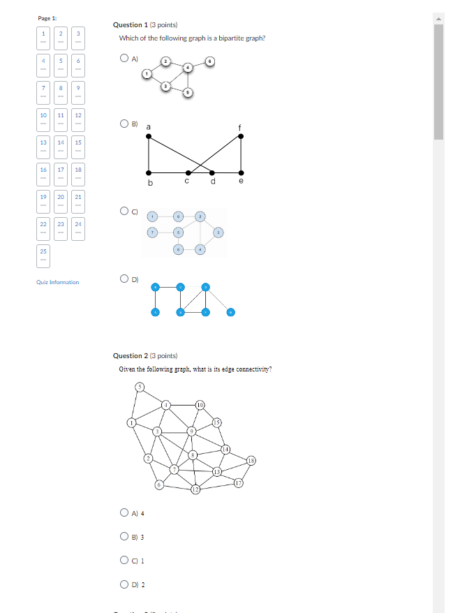 Solved Question 1 (3 points) Which of the following graph is | Chegg.com