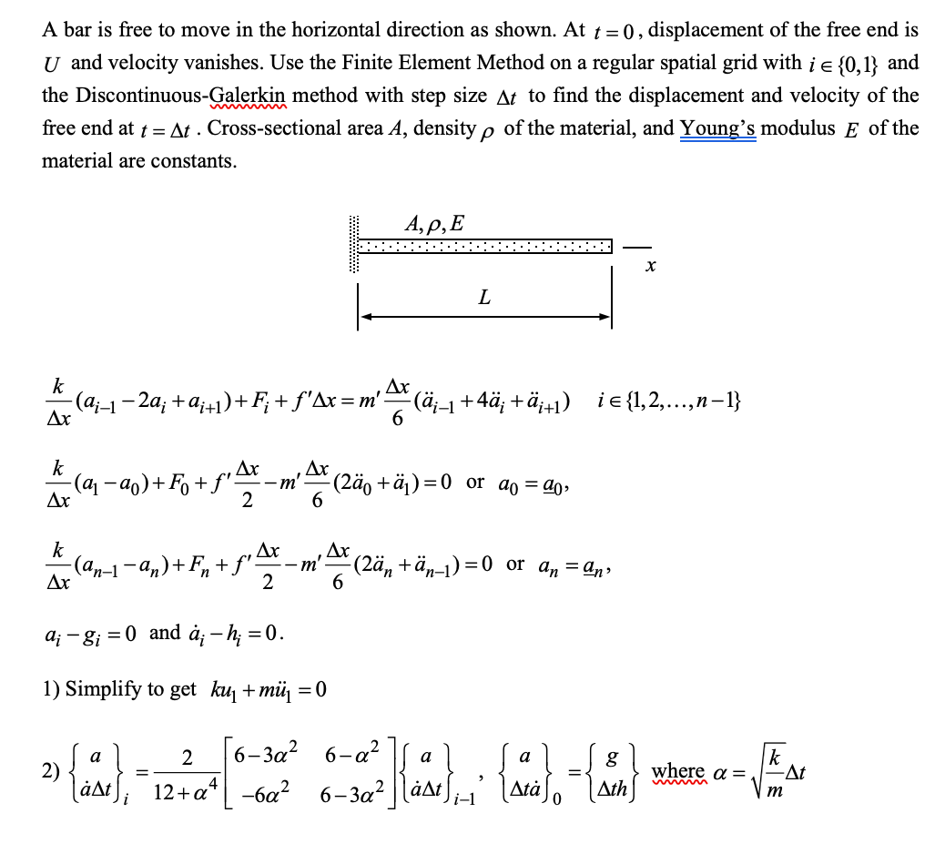 Solved A bar is free to move in the horizontal direction as | Chegg.com