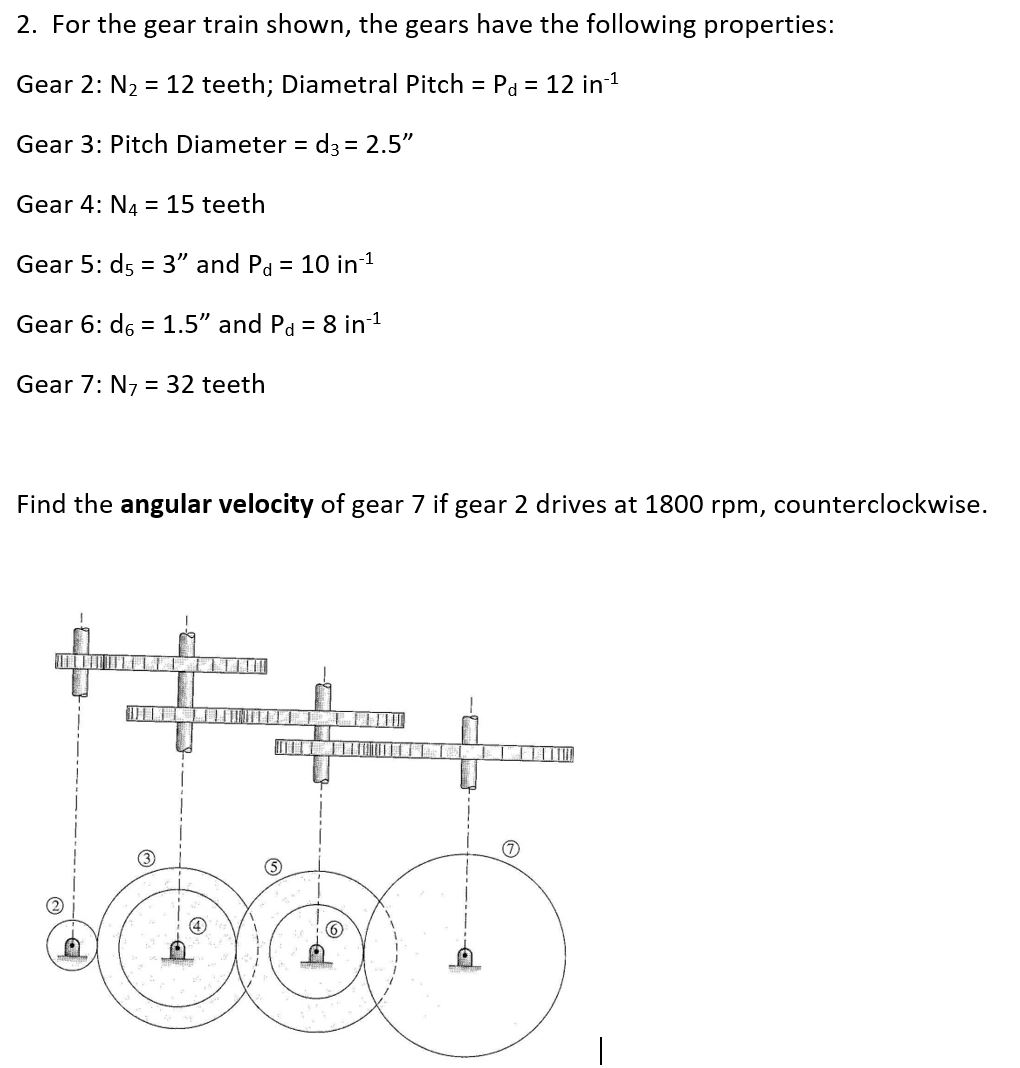 Solved 2. For The Gear Train Shown, The Gears Have The | Chegg.com