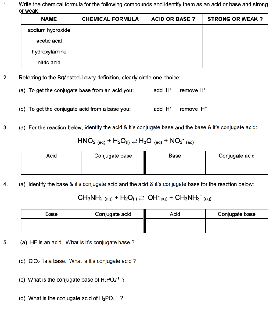 Solved 1. Write the chemical formula for the following | Chegg.com