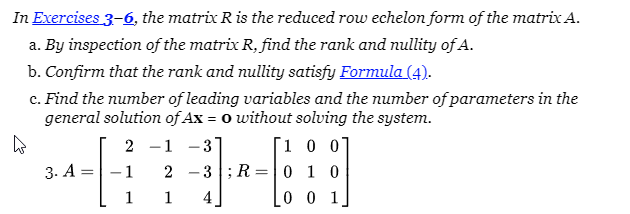 Solved In Exercises 3 6 the matrix R is the reduced row Chegg