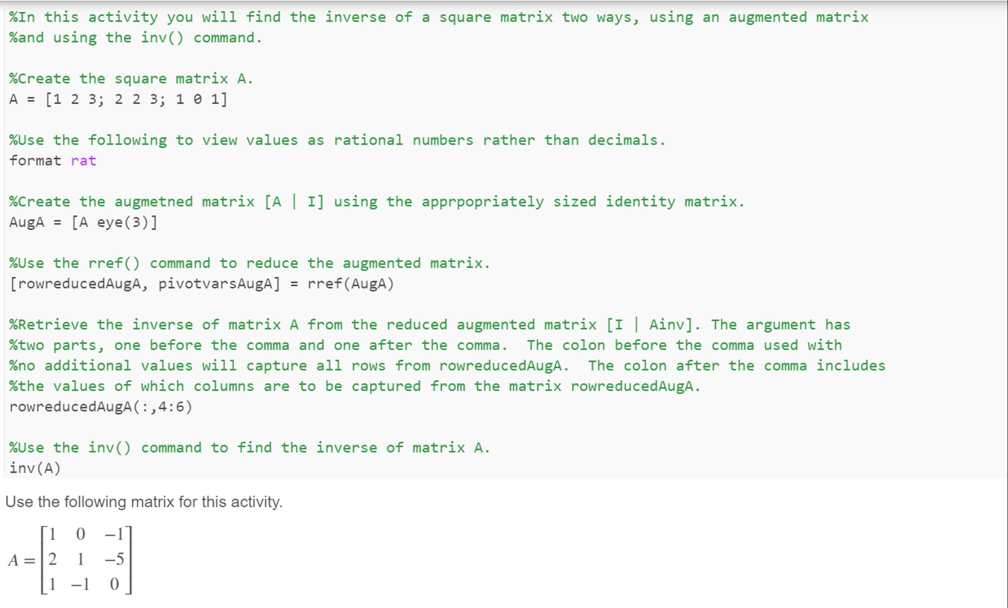 Solved Use the following matrix for this | Chegg.com