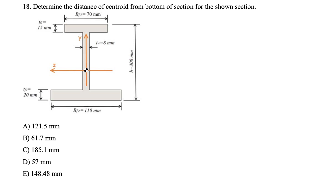 Solved 18. Determine the distance of centroid from bottom of | Chegg.com