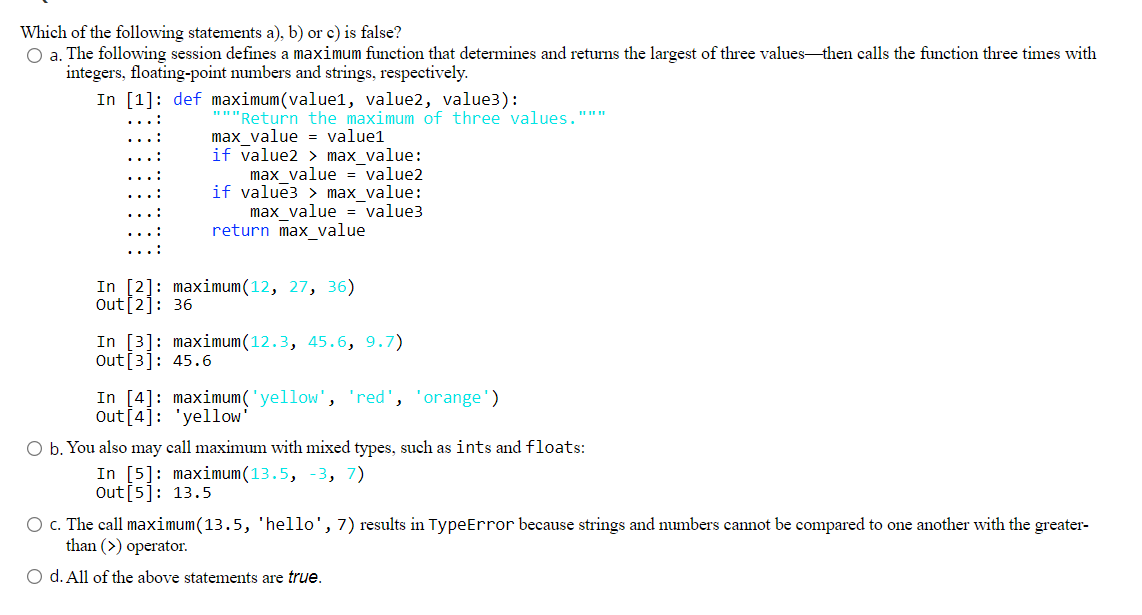 Solved Which of the following statements a), b) or c) is | Chegg.com