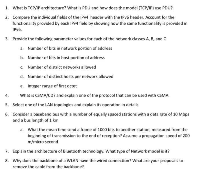 Solved 1. What is TCP/IP architecture? What is PDU and how | Chegg.com