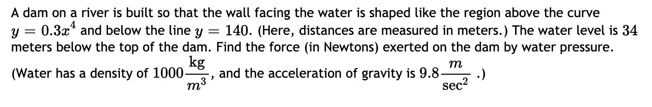 Solved A Dam On A River Is Built So That The Wall Facing The 