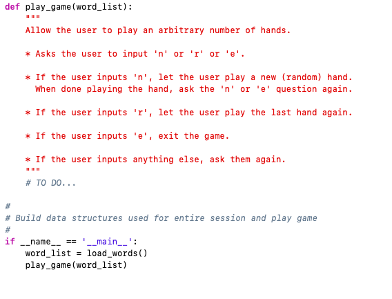 def play_game (word_list): Allow the user to play an | Chegg.com