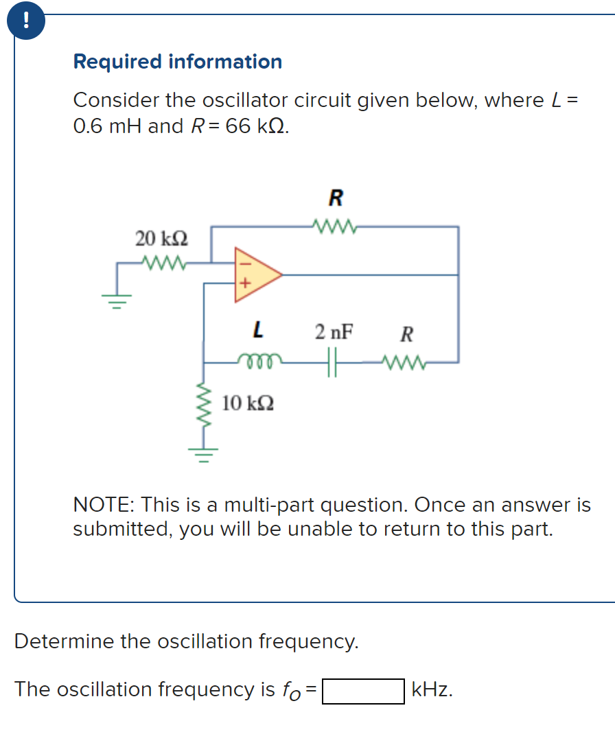 Solved Required Information Consider The Oscillator Circuit | Chegg.com