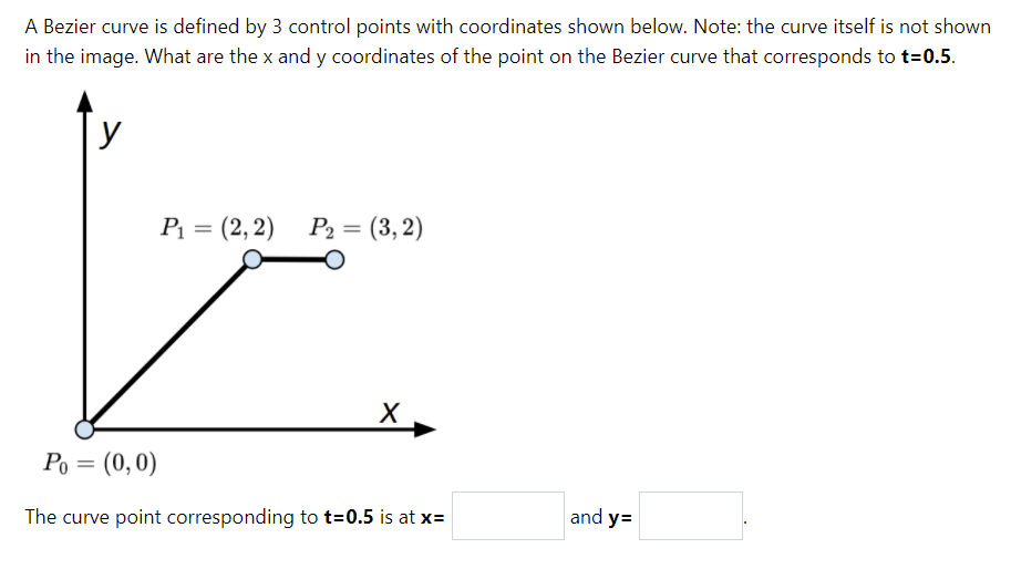 Solved A Bezier curve is defined by 3 control points with | Chegg.com