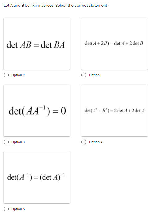 Solved Let A And B Be Nxn Matrices. Select The Correct | Chegg.com