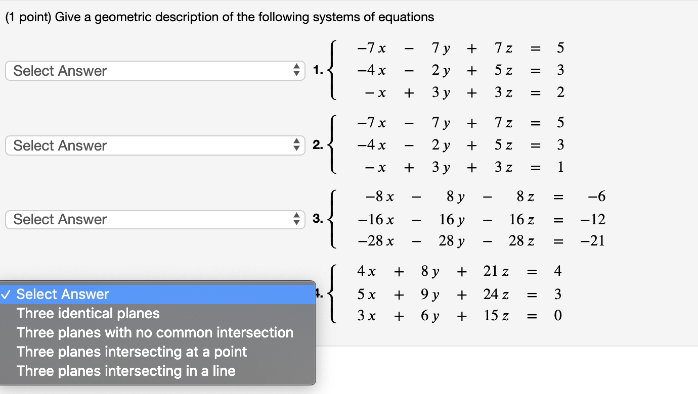 Solved (1 Point) Give A Geometric Description Of The | Chegg.com