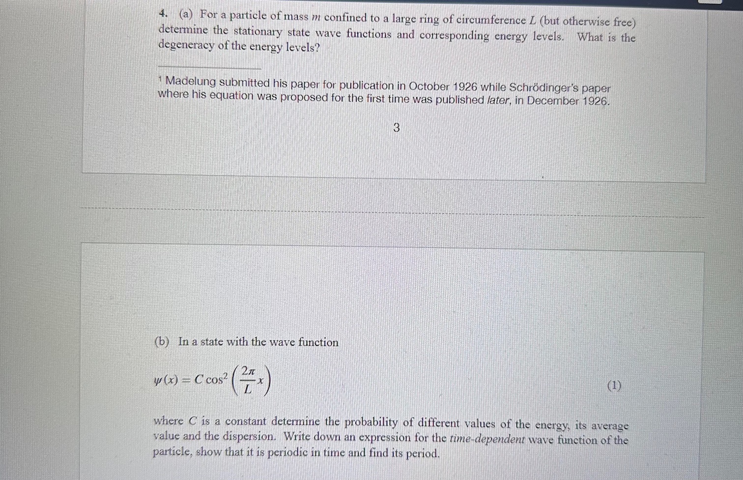 Solved 4. (a) For A Particle Of Mass M Confined To A Large | Chegg.com