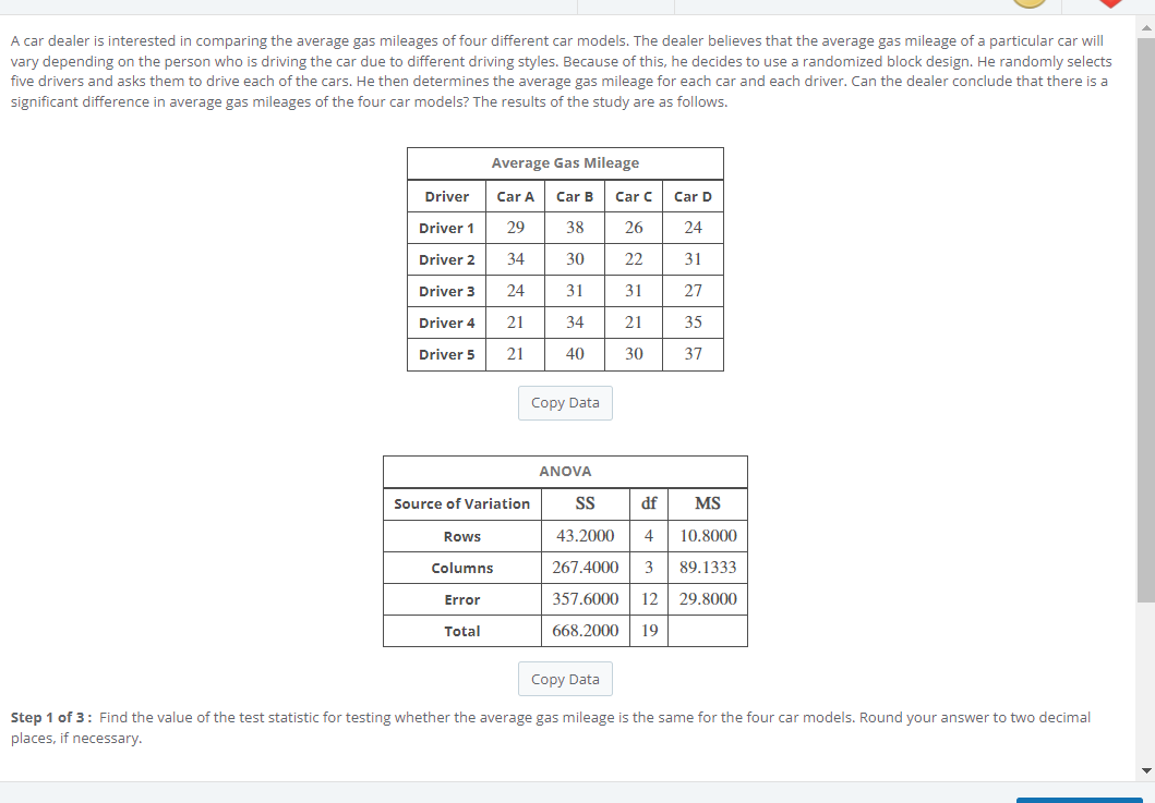 Solved A car dealer is interested in comparing the average