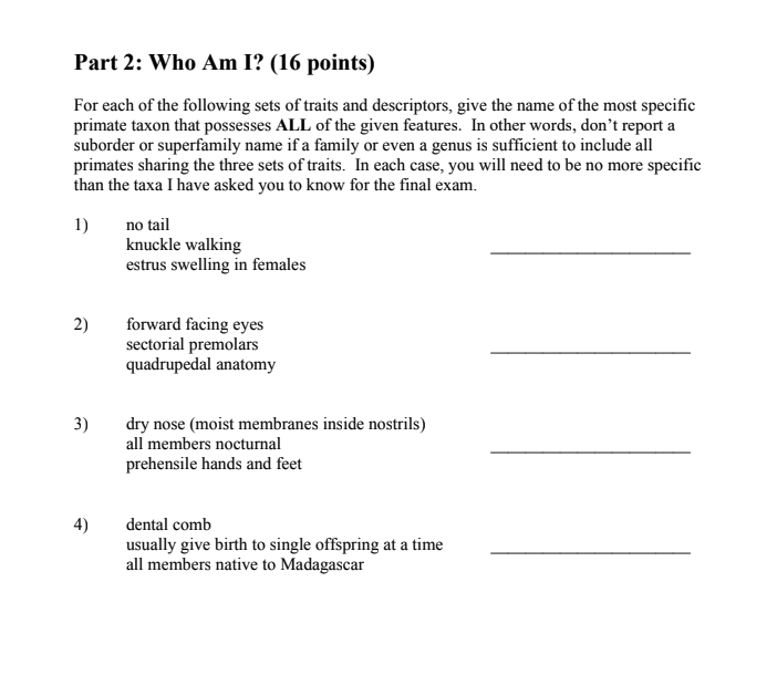 Solved Part 2: Who Am I? (16 ﻿points)For each of the | Chegg.com