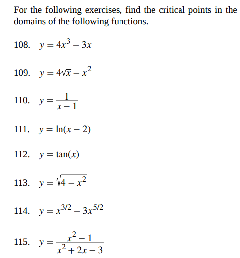 Solved For the following exercises, find the critical points | Chegg.com